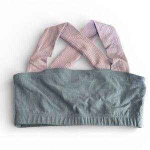 Year of Ours Blue and Purple Thermal Bralette NEW crisscross stretch lined small